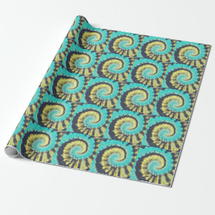 Teal Spiral: Grunge Hippie Texture. Wrapping Paper