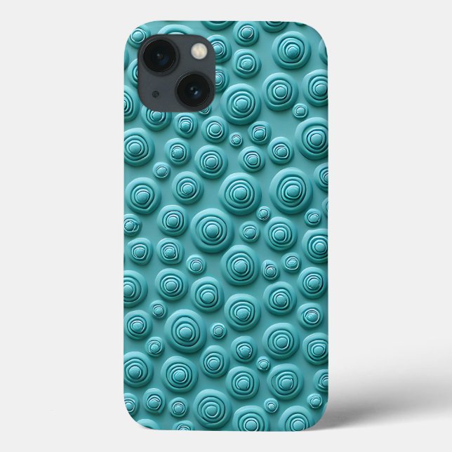 Teal Spiral Pattern iPhone Case Stylish Look (Back)