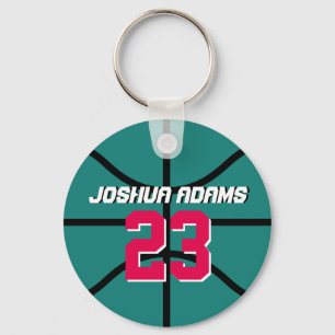 Teal Sports Team Athletes Basketball Keychain