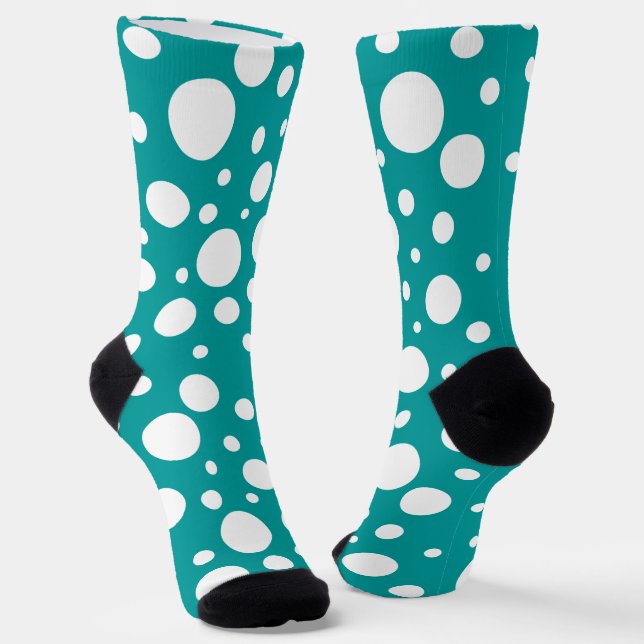 Teal Spots Crew Socks (Angled)