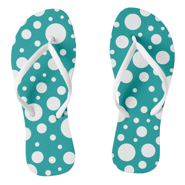 Teal Spots Flip Flops (Footbed)