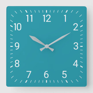 Teal Square Wall Clock