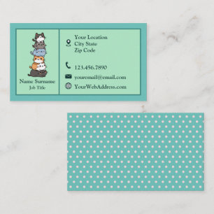 Teal Stack Of Cats Pet Animal Veterinarian Business Card