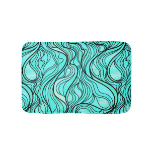 Teal Stained Glass Abstract Bath Mat