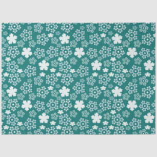Teal Star and Snowflake Winter Pattern Tissue Paper