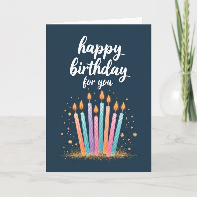 Teal Star Birthday Card (Front)