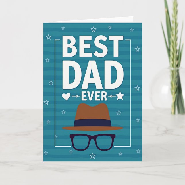 Teal Star Fathers Day Card (Front)