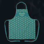 Teal STAR OF DAVID Personalised Apron<br><div class="desc">Stylish, modern teal personalised all-over print apron with Star of David pattern that would make an ideal gift for Mother's Day, Birthdays, and for the Jewish festivals throughout the year, such as Rosh Hashanah, Purim, Hanukkah, Passover, etc. The design shows a TEAL GREEN background colour with placeholder name, which is...</div>