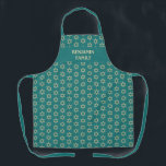 Teal STAR OF DAVID Personalised Apron<br><div class="desc">Stylish, modern teal personalised all-over print apron with Star of David pattern that would make an ideal gift for Mother's Day, Birthdays, and for the Jewish festivals throughout the year, such as Rosh Hashanah, Purim, Hanukkah, Passover, etc. The design shows a TEAL GREEN background colour with placeholder name, which is...</div>