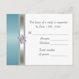 Teal Star of David RSVP Card