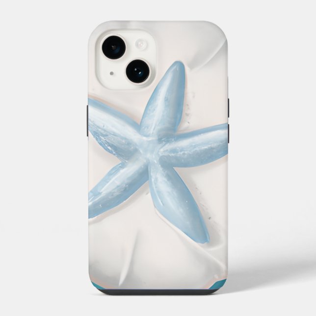 Teal Starfish and Sand Dollar Beachy  iPhone Case (Back)