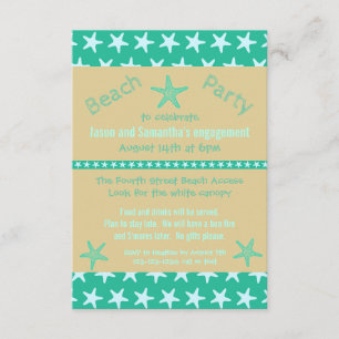 Teal Starfish Beach-3x5Engagement Party Invitation