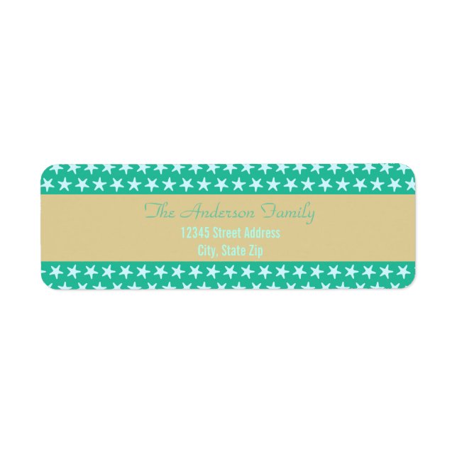 Teal Starfish Beach - Return Address Labels (Front)