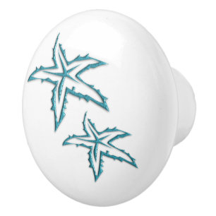Teal Starfish Ceramic Knob