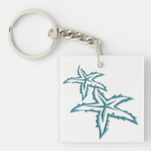 Teal Starfish Key Ring