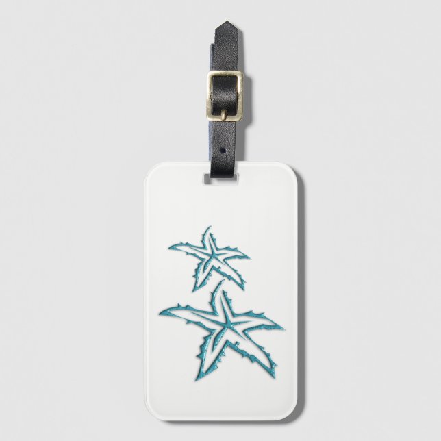 Teal Starfish Luggage Tag (Front Vertical)