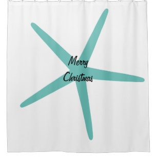 Teal Starfish Merry Christmas Custom Colour Holida Shower Curtain
