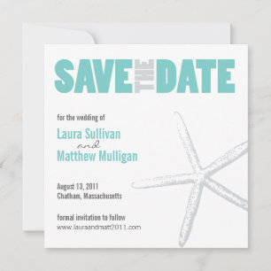 Teal Starfish Wedding Save the Date