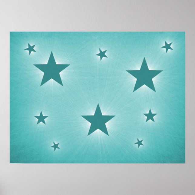 Teal Stars in the Night Sky Poster (Front)