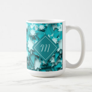 Teal Stars Monogrammed Coffee Mug