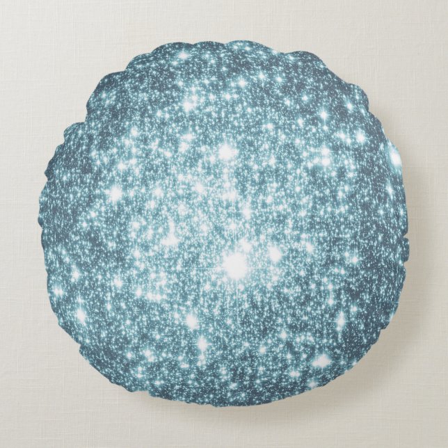 Teal Stars Round Pillow (Front)