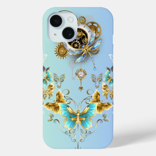 Teal Steampunk Graphic Art, Mechanical Serenity Case-Mate iPhone Case (Back)