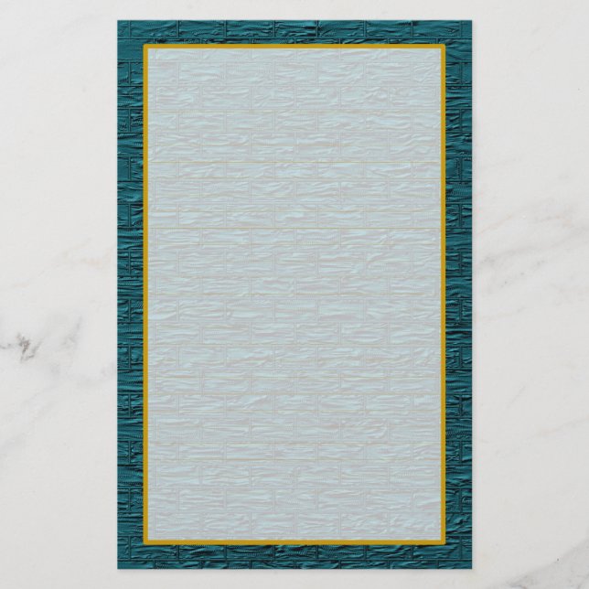 Teal Steel Brick Fine Lined Stationery (Front)