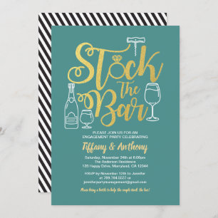 Teal Stock the bar invitation engagement party