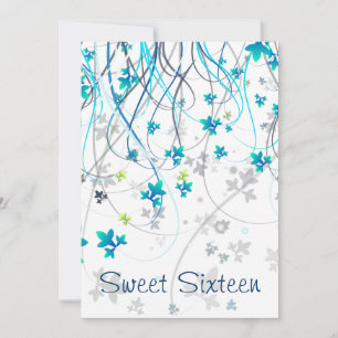 Teal Streamers Sweet Sixteen Party Invitation