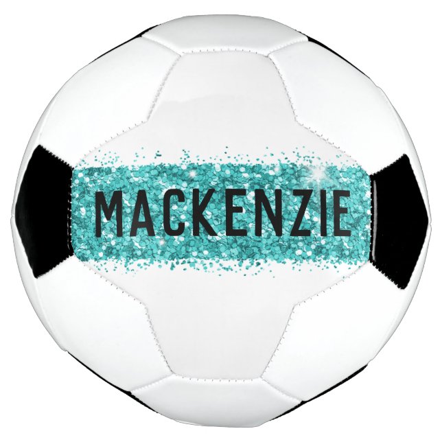 Teal Stripe Monogram Custom Personalised Name  Football (Rotated)