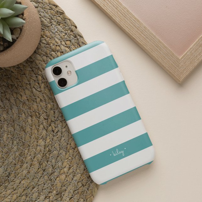Teal Stripe Personalised Case-Mate iPhone Case (Creator Uploaded)