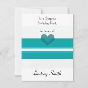 Teal Stripe Surprise Birthday Invitation