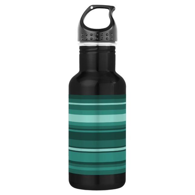 Teal stripes 532 ml water bottle (Front)