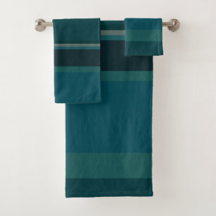 Teal Stripes Bath Towel Set