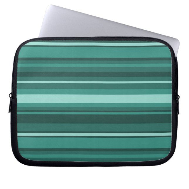 Teal stripes laptop sleeve (Front)