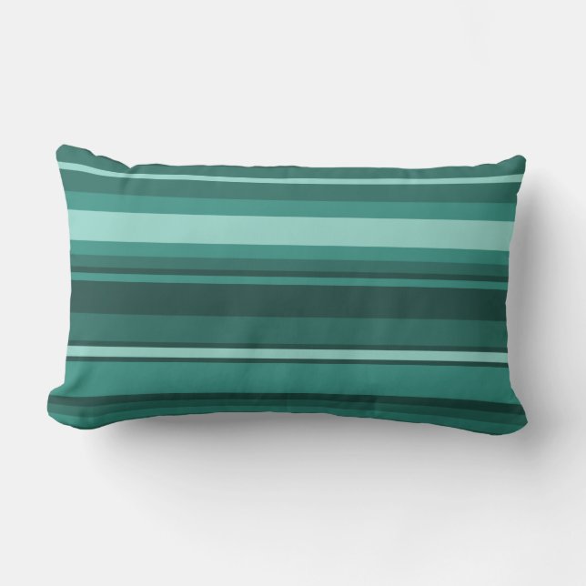 Teal stripes lumbar cushion (Front)