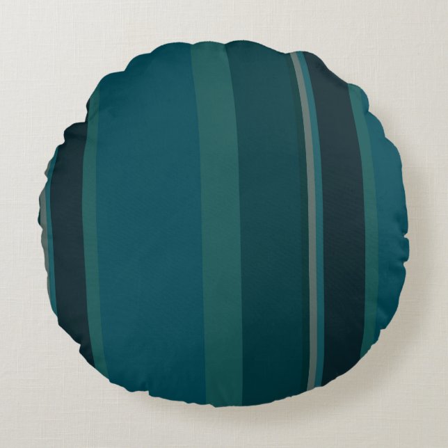 Teal Stripes Round Cushion (Front)