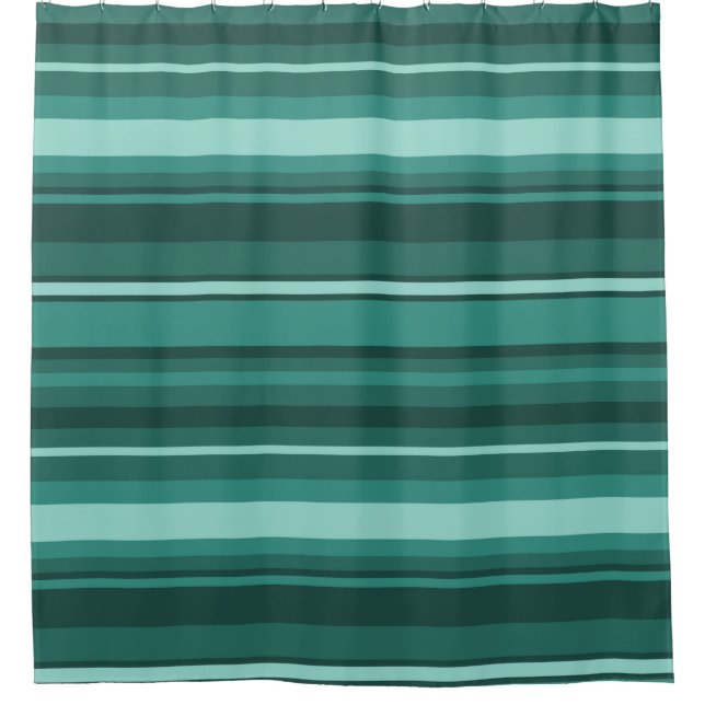 Teal stripes shower curtain (Front)
