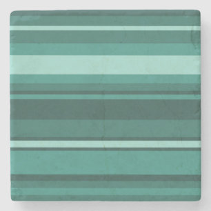 Teal stripes stone coaster