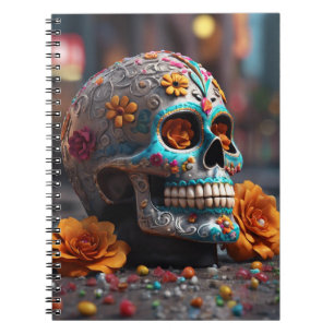 Teal Sugar Skull Notebook