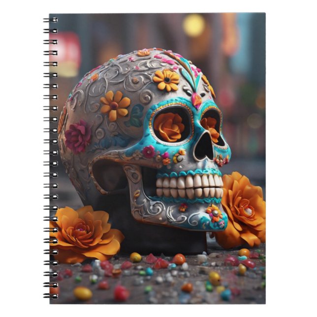 Teal Sugar Skull Notebook (Front)