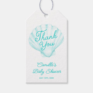 Teal Summer Beach Baby Shower Thank you Gift Tags