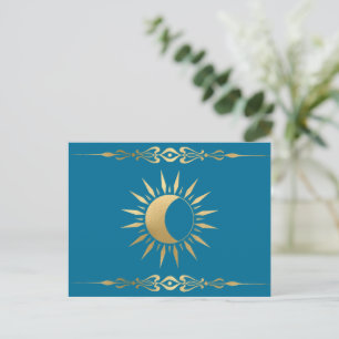 Teal Sun moon Wicca  Postcard