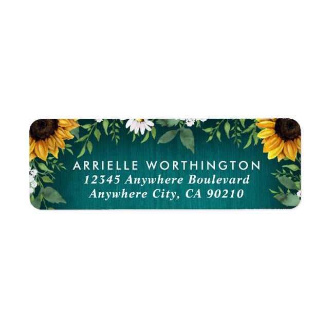 Teal Sunflower Country Rustic  Daisy Wedding (Front)