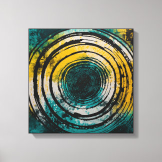 Teal sunset forest Watercolor wall art