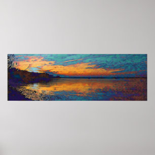 Teal Sunset Poster