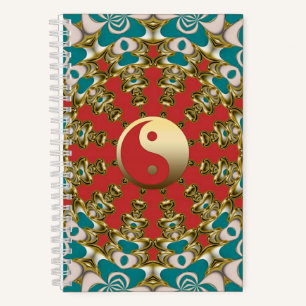Teal Sunshine Gold Yin Yang Notebook