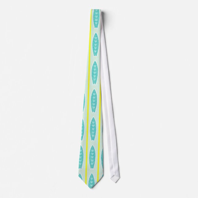 Teal Surfboards Pattern Tie (Front)