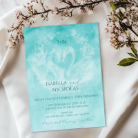 Teal Swan Wedding Invitation with Monogram