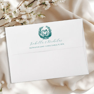 Teal Swan Wedding Return Address Envelope